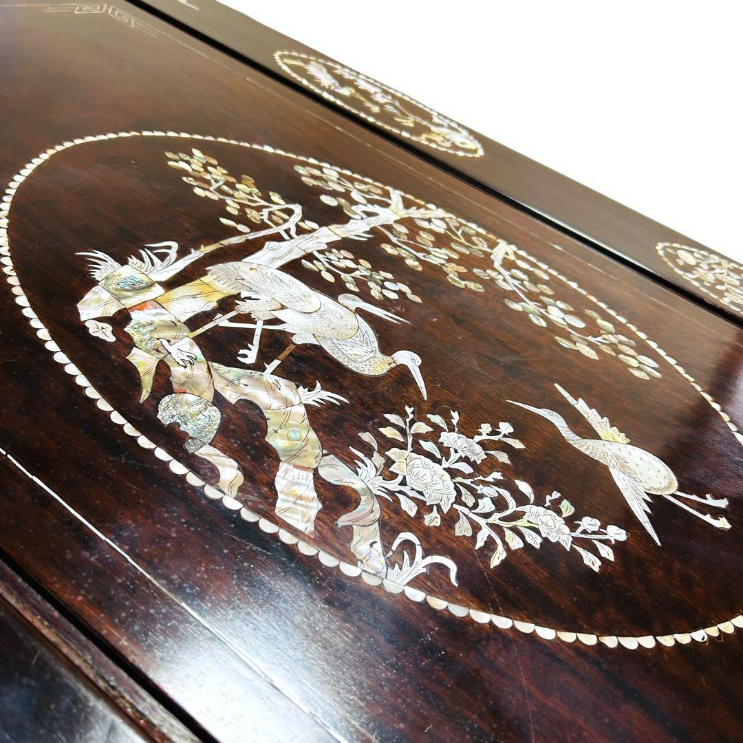 【送料無料】高級 螺鈿細工 吉祥文様 座卓 ローテーブル 松 鶴 韓国 希少品