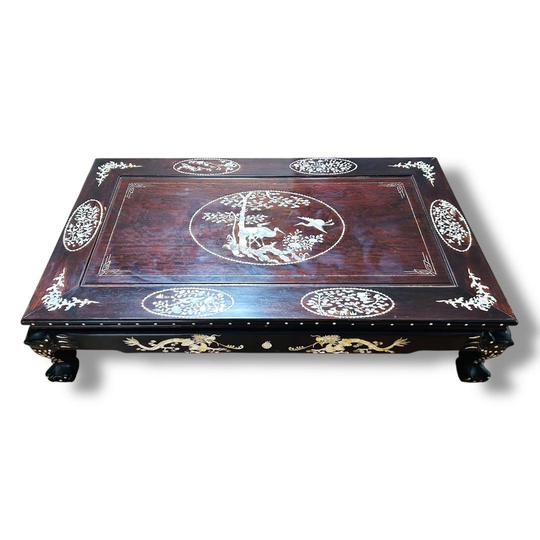 【送料無料】高級 螺鈿細工 吉祥文様 座卓 ローテーブル 松 鶴 韓国 希少品