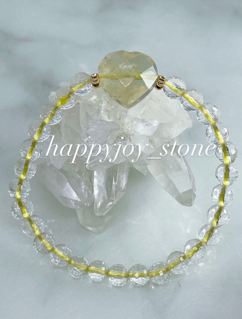 幸運を呼ぶお守り・人生の豊かさを✨☆リビアングラス・水晶☆ハートブレスレット