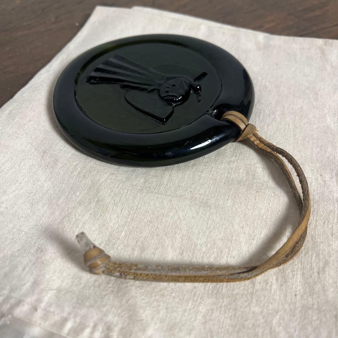 北欧 ビンテージ古雑貨◾️ガラス製 ガラスオーナメント サンキャッチャー 革紐