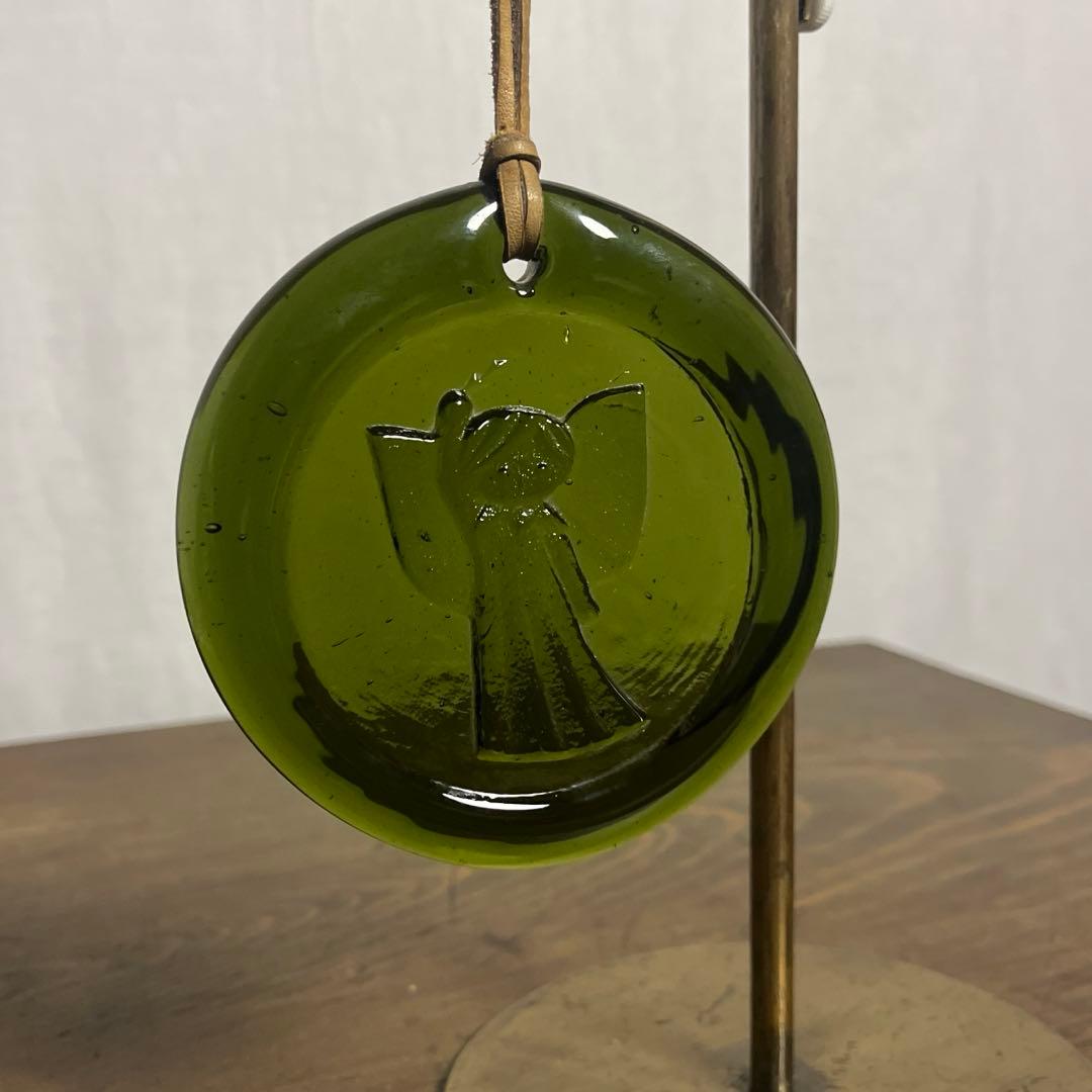 北欧 ビンテージ古雑貨◾️ガラス製 ガラスオーナメント サンキャッチャー 革紐