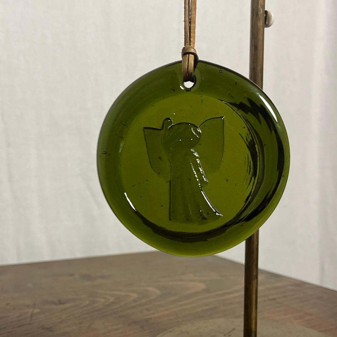 北欧 ビンテージ古雑貨◾️ガラス製 ガラスオーナメント サンキャッチャー 革紐