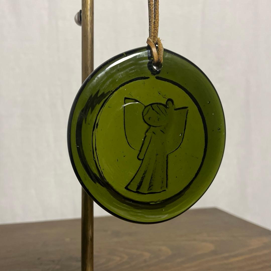 北欧 ビンテージ古雑貨◾️ガラス製 ガラスオーナメント サンキャッチャー 革紐