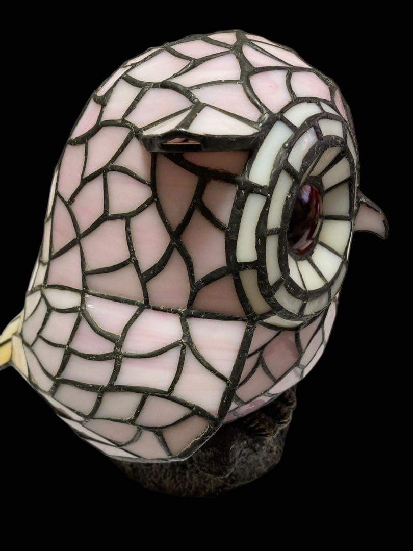 フクロウ型ステンドグラスランプ