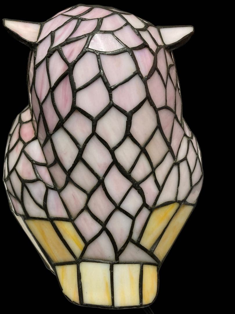 フクロウ型ステンドグラスランプ