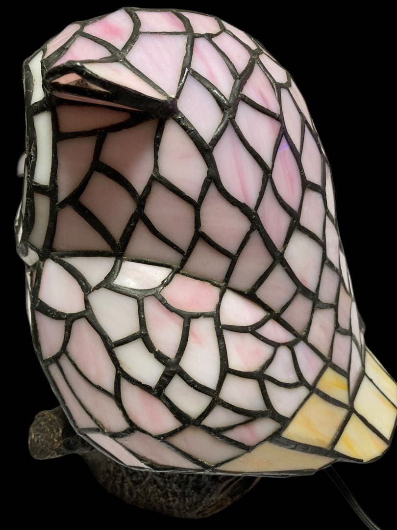 フクロウ型ステンドグラスランプ