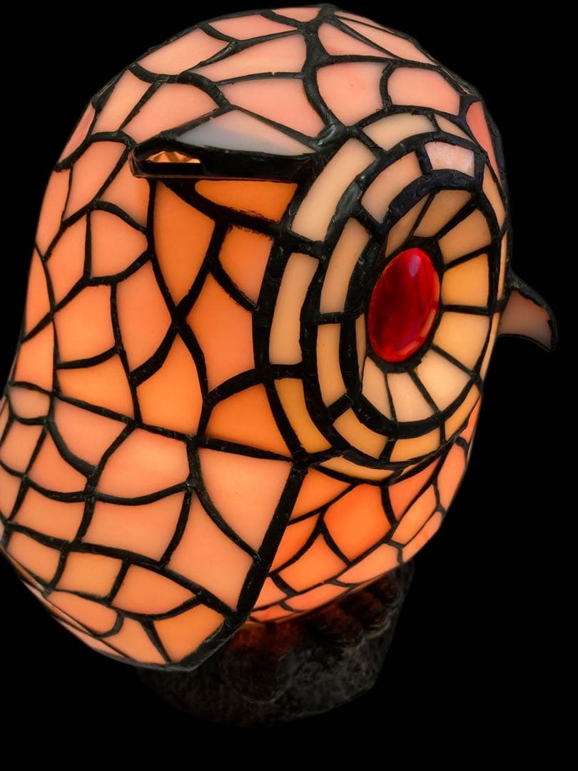 フクロウ型ステンドグラスランプ