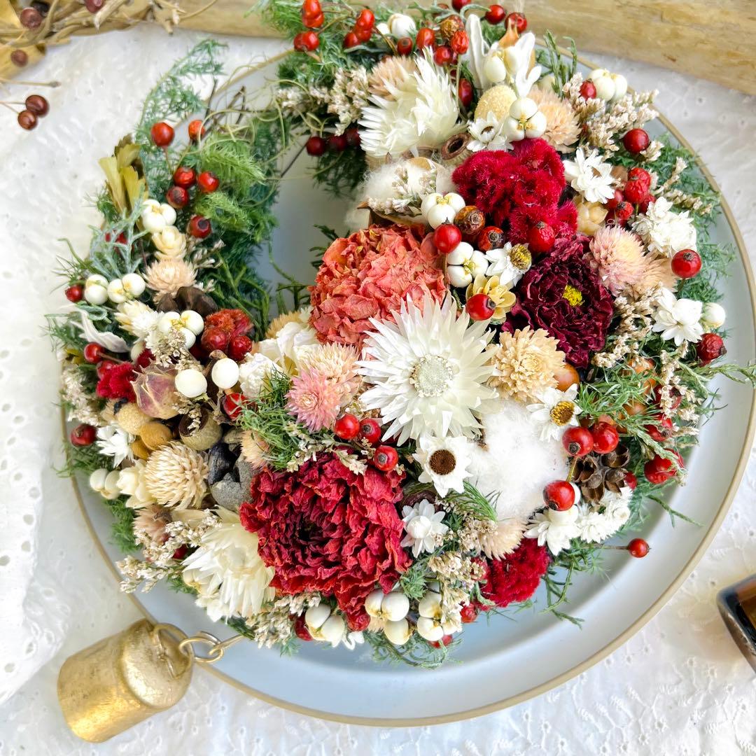 クリスマスリース　三日月リース　冬リース　お正月リース　クリスマスツリー