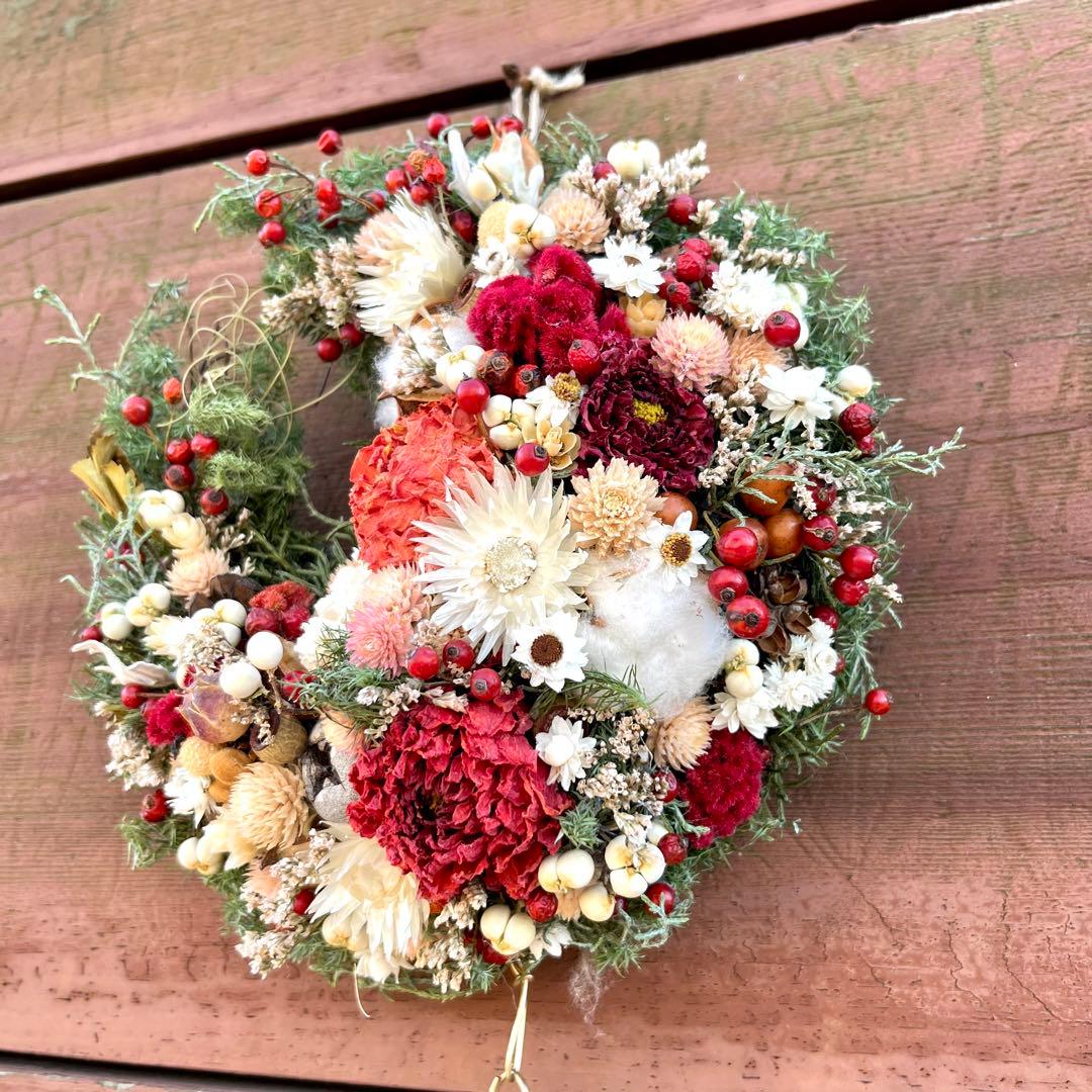 クリスマスリース　三日月リース　冬リース　お正月リース　クリスマスツリー