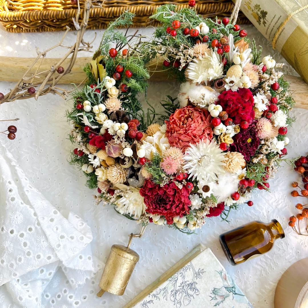 クリスマスリース　三日月リース　冬リース　お正月リース　クリスマスツリー