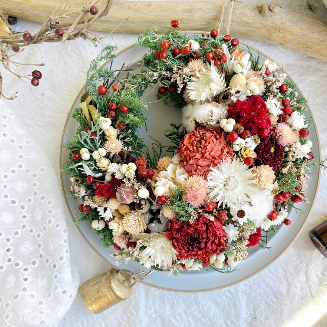 クリスマスリース　三日月リース　冬リース　お正月リース　クリスマスツリー