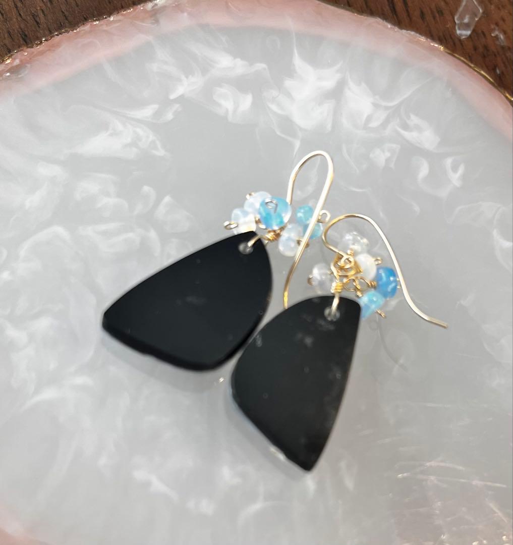 kayaです。14kgfオーロラ加工　プルームアゲートのピアス