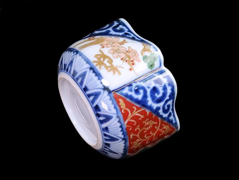 大聖寺伊万里　染錦　逆蛸に松竹梅　金唐草の図　変形向付　N1013AS-fbms