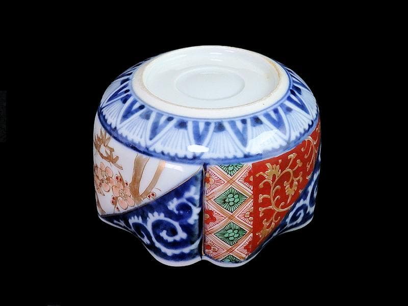 大聖寺伊万里　染錦　逆蛸に松竹梅　金唐草の図　変形向付　N1013AS-fbms