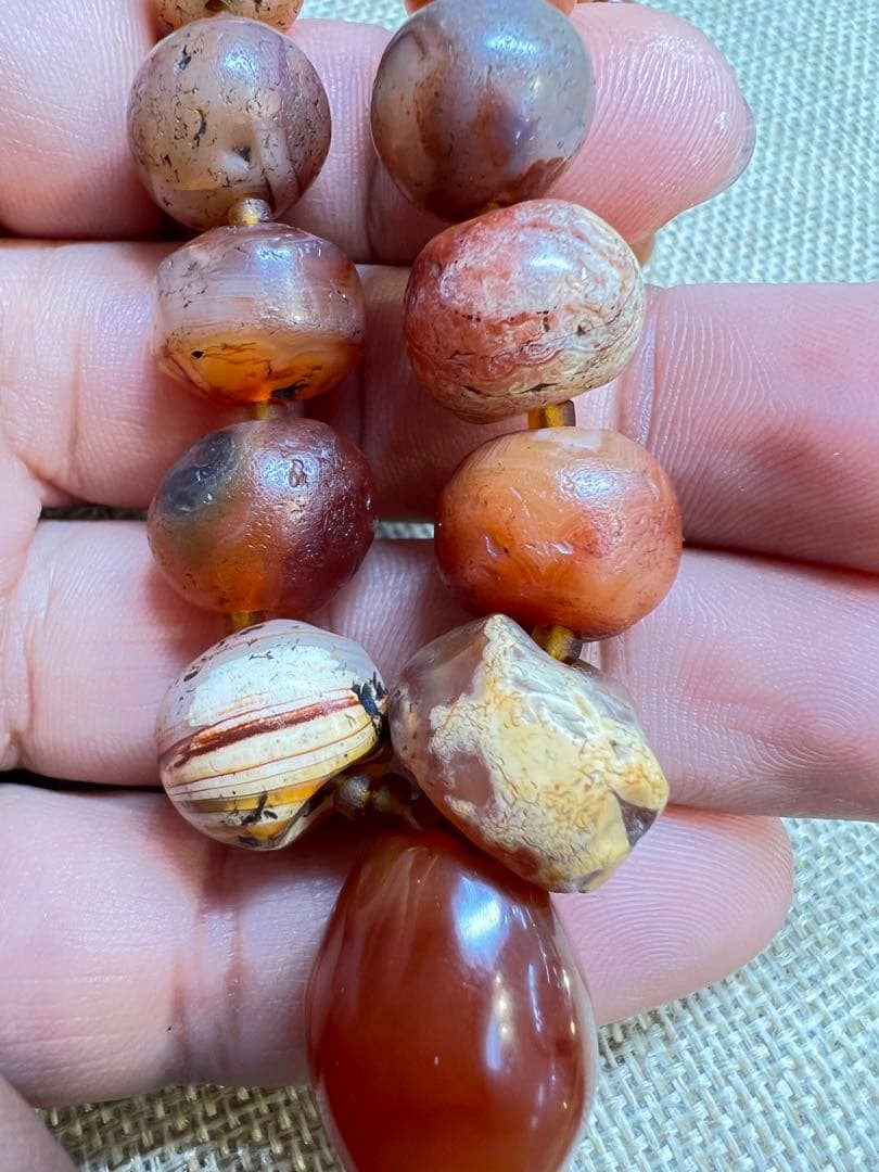 アンティークビーズカーネリアンネックレス