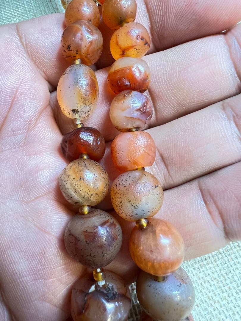 アンティークビーズカーネリアンネックレス