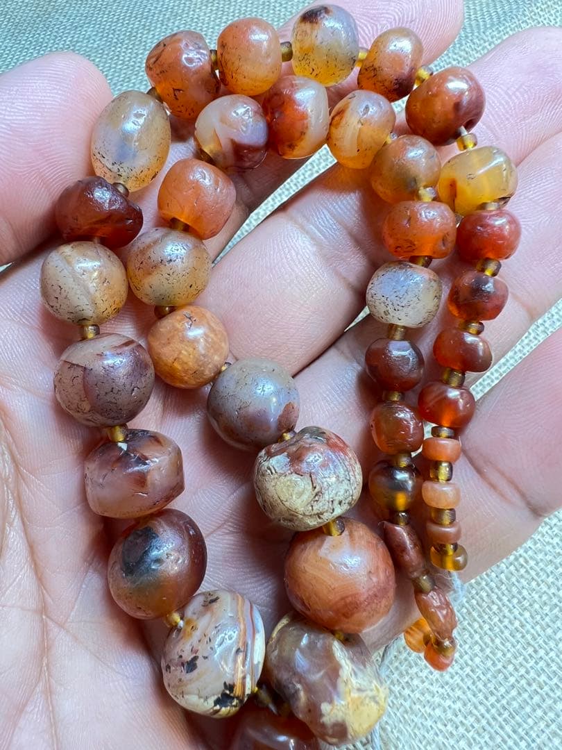 アンティークビーズカーネリアンネックレス