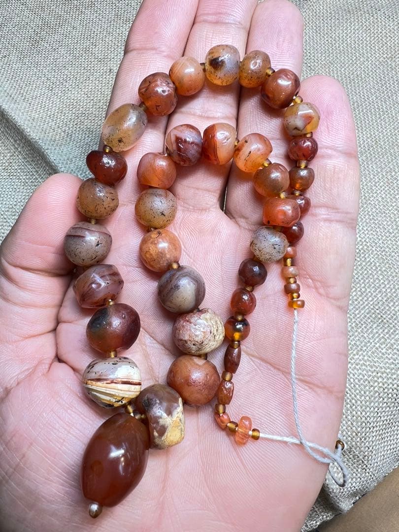 アンティークビーズカーネリアンネックレス