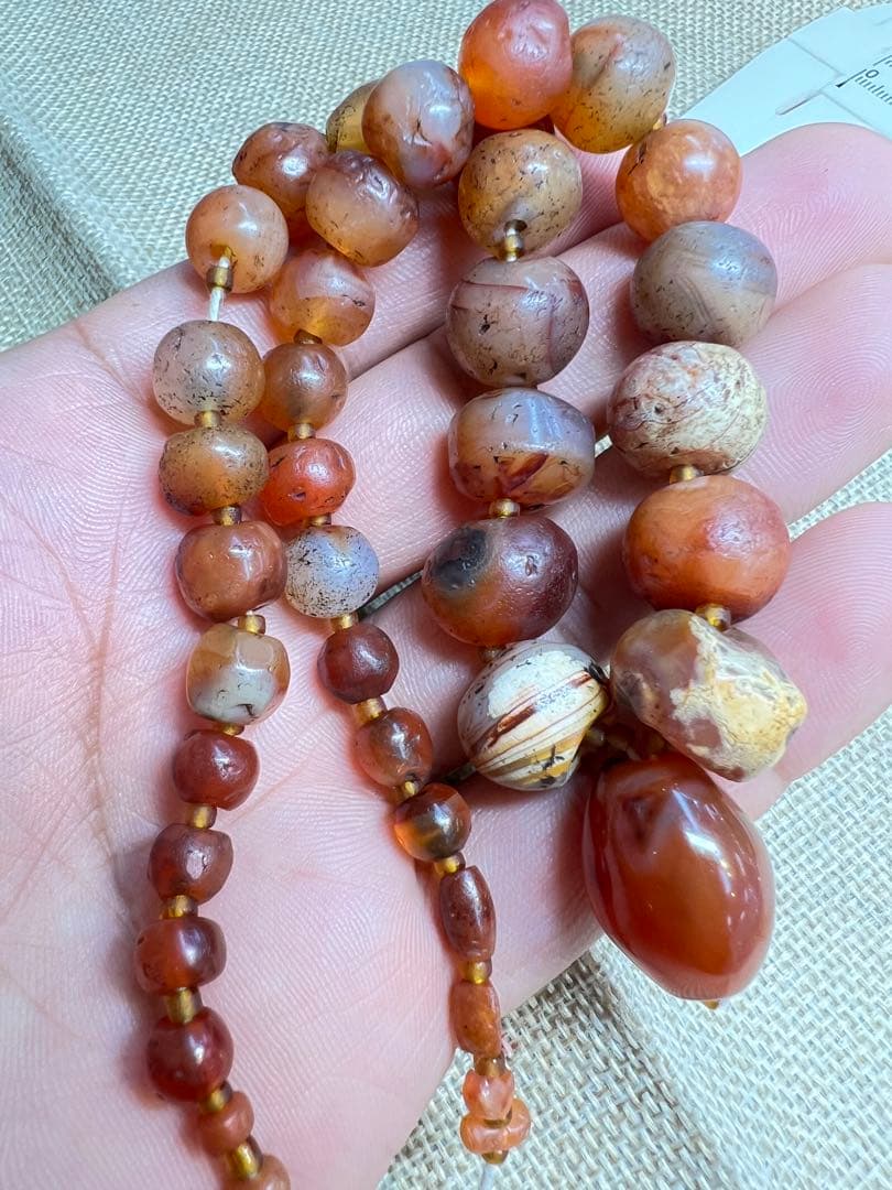 アンティークビーズカーネリアンネックレス