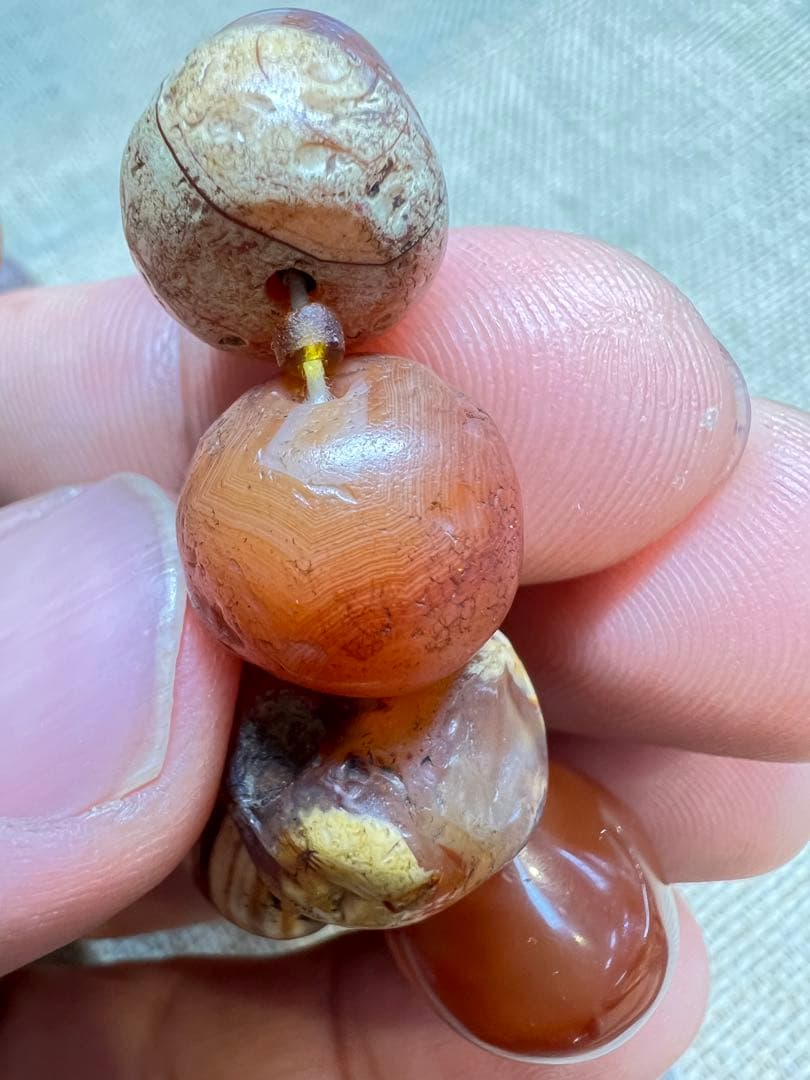 アンティークビーズカーネリアンネックレス