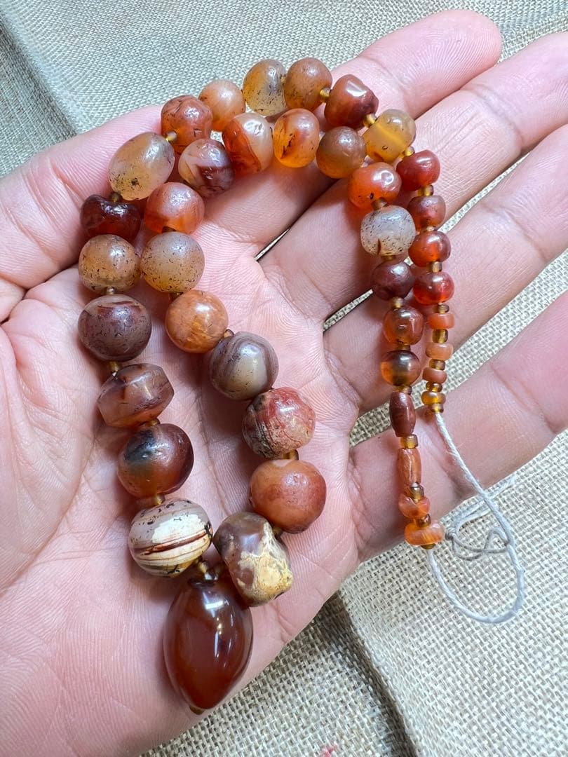 アンティークビーズカーネリアンネックレス
