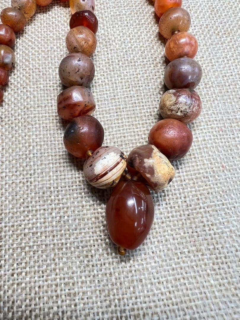 アンティークビーズカーネリアンネックレス