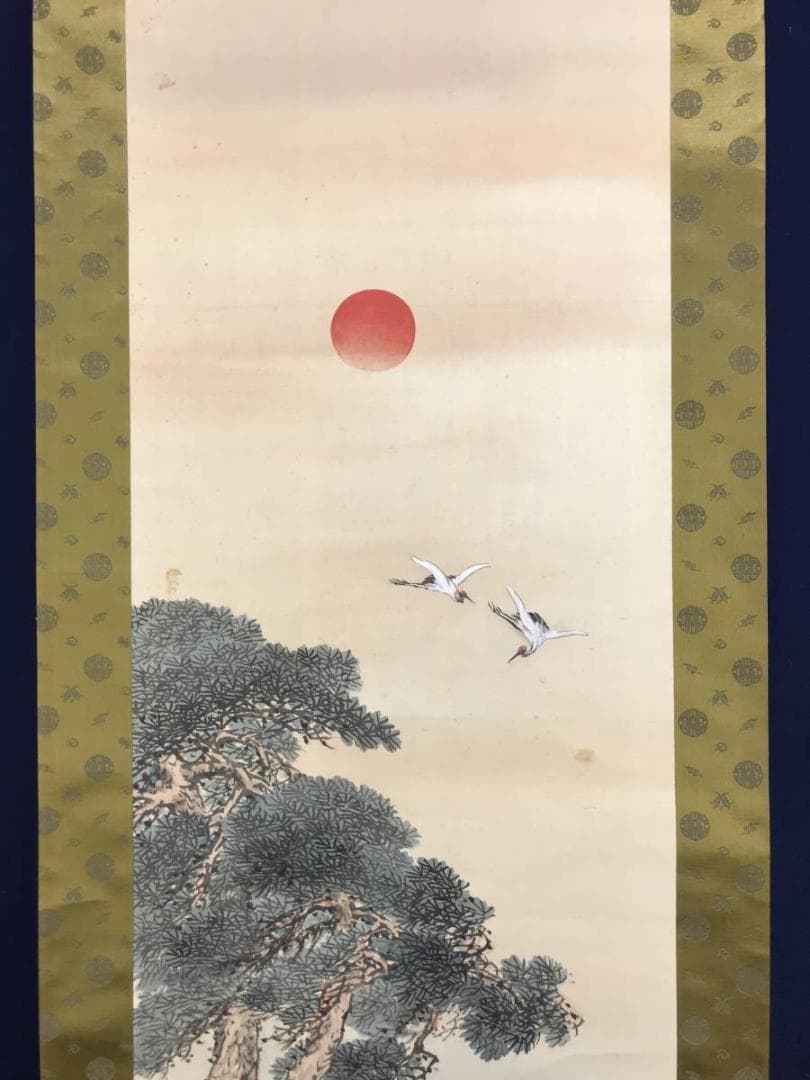 【真作】仙籟/蓬莱山図/祝事山水図/鶴亀山水図/掛軸/名家伝来/AD-156