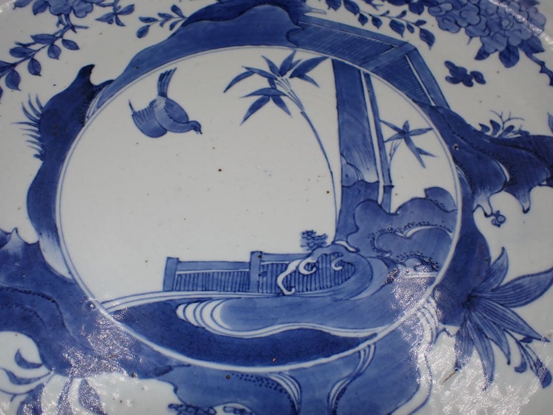 【完品】骨董品 古伊万里 大皿 藍柿 藍九谷