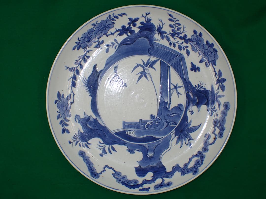【完品】骨董品 古伊万里 大皿 藍柿 藍九谷