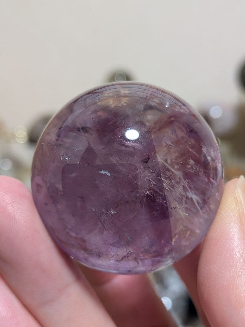 アメジスト☆スフィア☆ナミビア産☆希少☆高品質☆虹☆台座つき☆