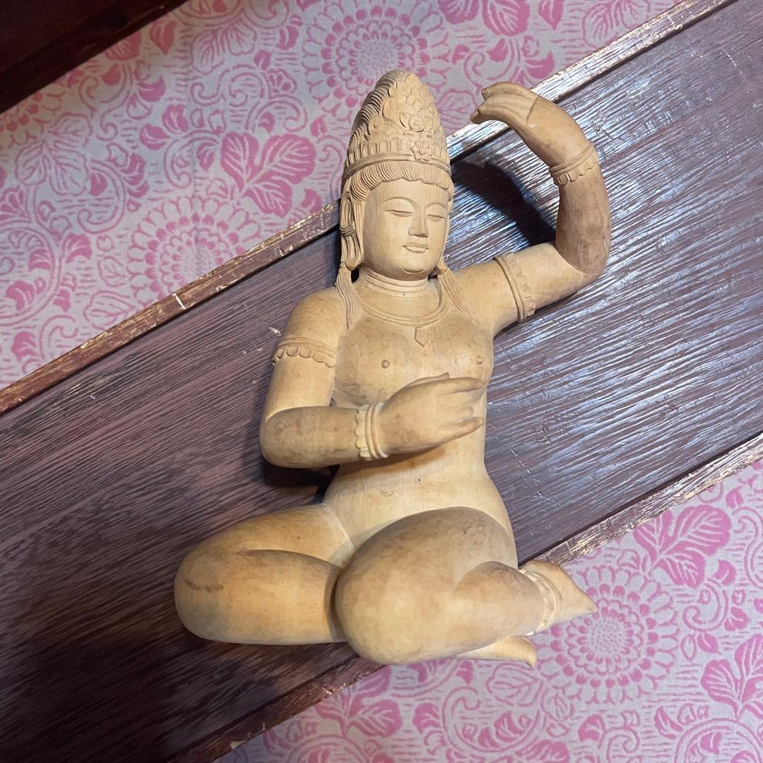 弁財天　木製　木彫り　琵琶　彫刻　七福神　弁天さま