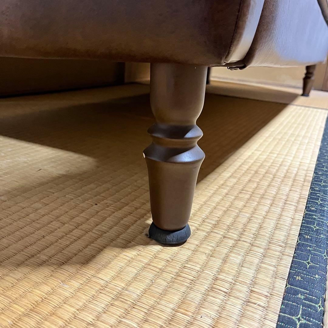 2/28まで！　昭和レトロ　ブラウン　合皮3人掛けソファー