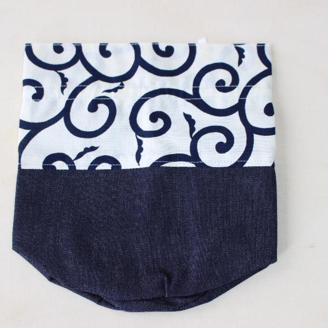 骨壷 覆い袋セット 7寸 アラベスク （唐草＆デニム）