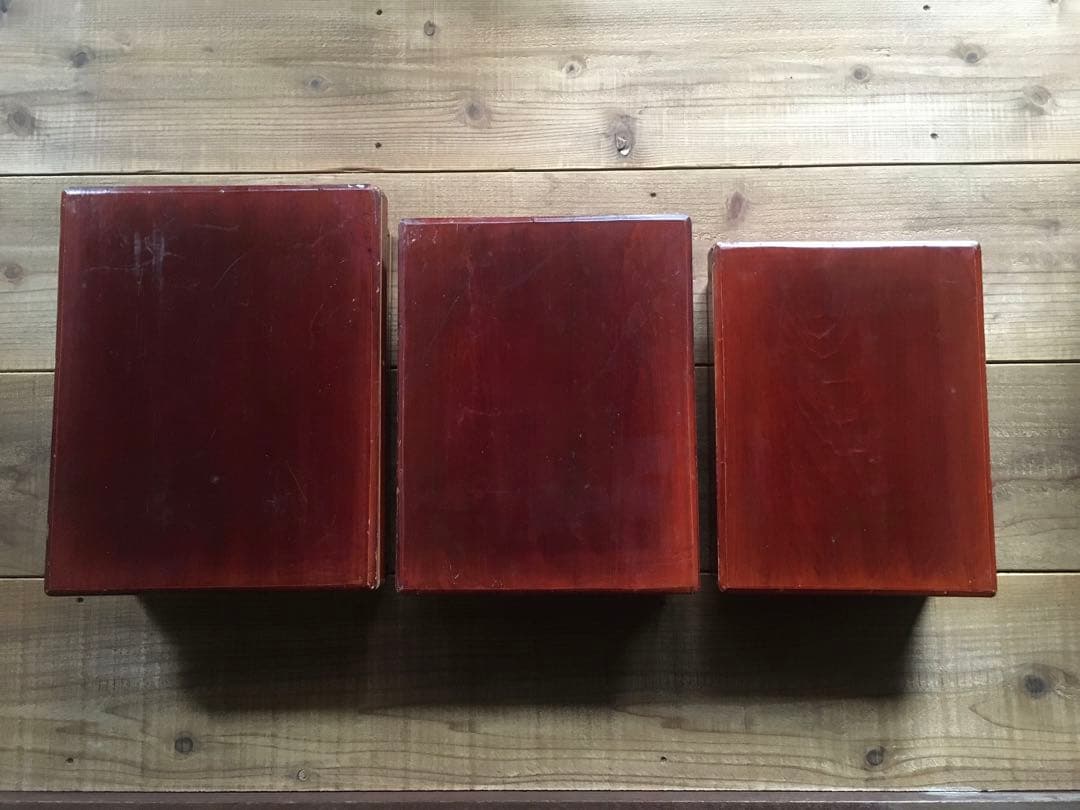 レトロ 木製 漆器 重箱 3段セット