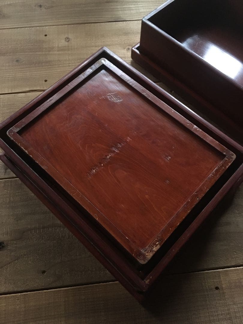 レトロ 木製 漆器 重箱 3段セット