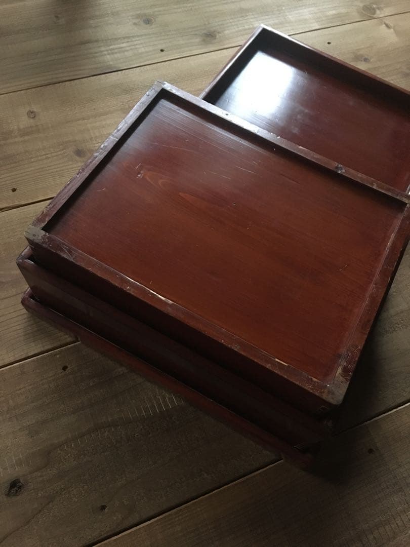 レトロ 木製 漆器 重箱 3段セット