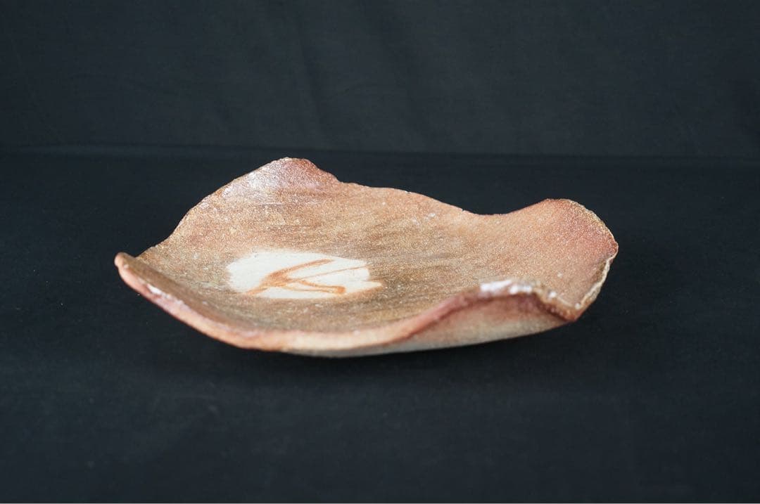 皆川隆 作 信楽 波面 皿 共箱 栞付 保証品 / 大皿 懐石料理道具