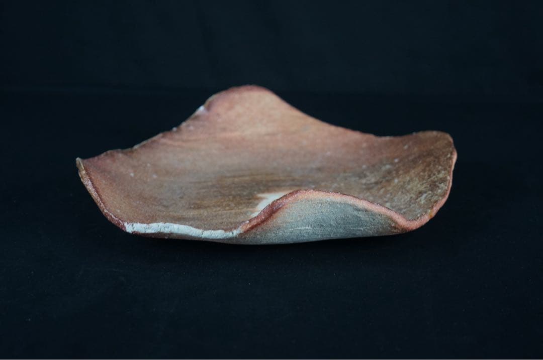 皆川隆 作 信楽 波面 皿 共箱 栞付 保証品 / 大皿 懐石料理道具