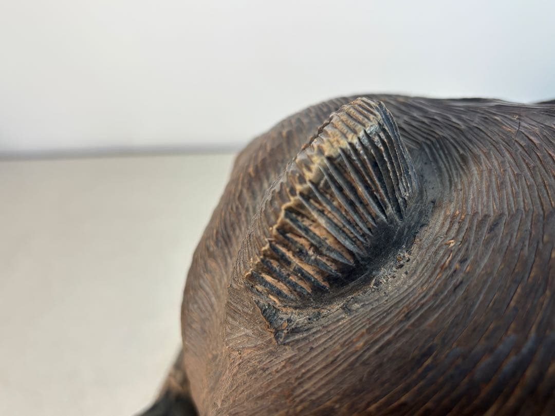 刻印「八江」木彫り熊　置物　北海道　クマ　民芸　古道具　アンティーク