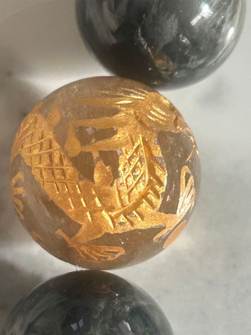 ルチル入り水晶龍彫、ゴールドルチル、イーグルアイのブレスレット