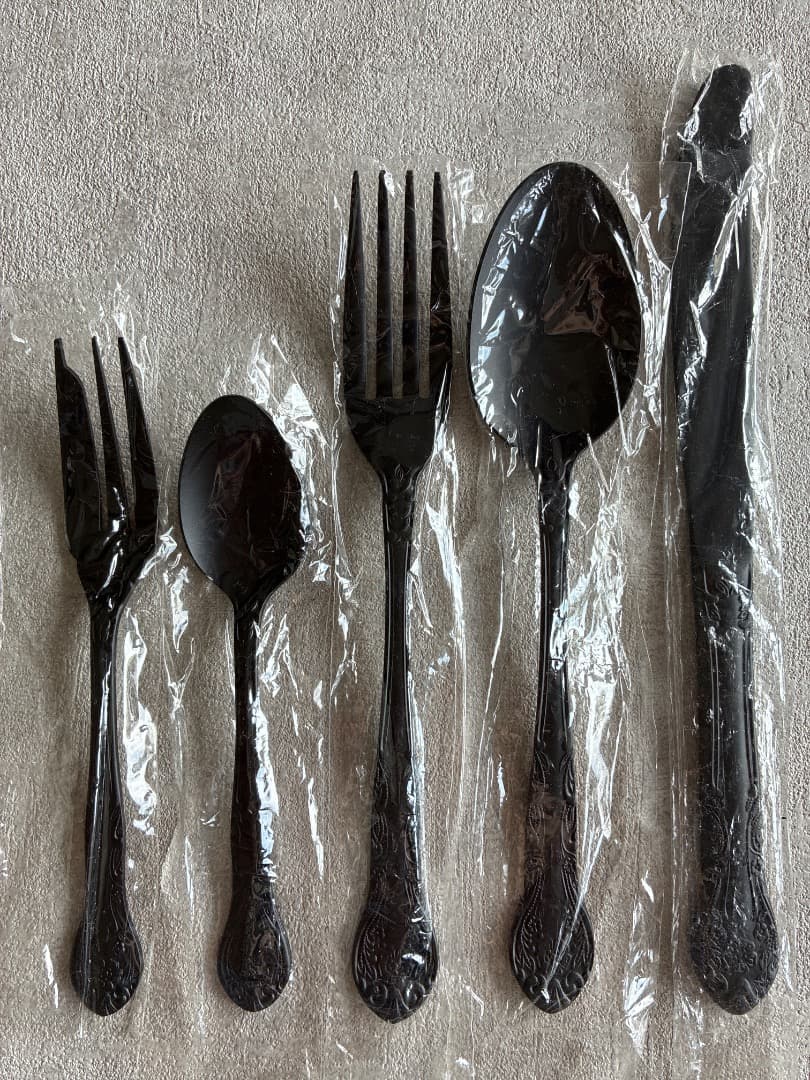 マットブラックカトラリーセット 5ピース ステンレス【新品】