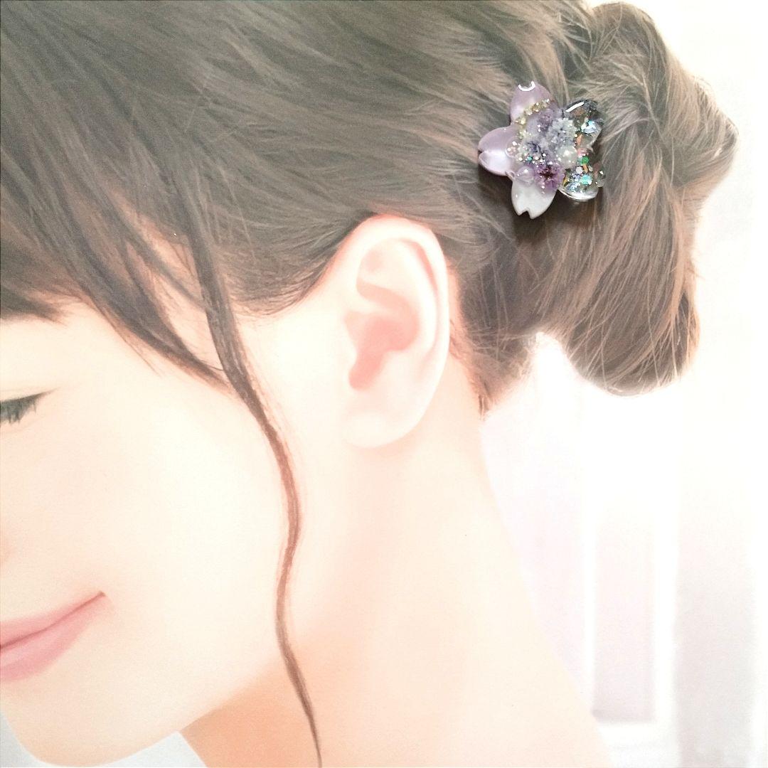 no.1778 レジン ヘアゴム ブローチ ポニーフック 桜