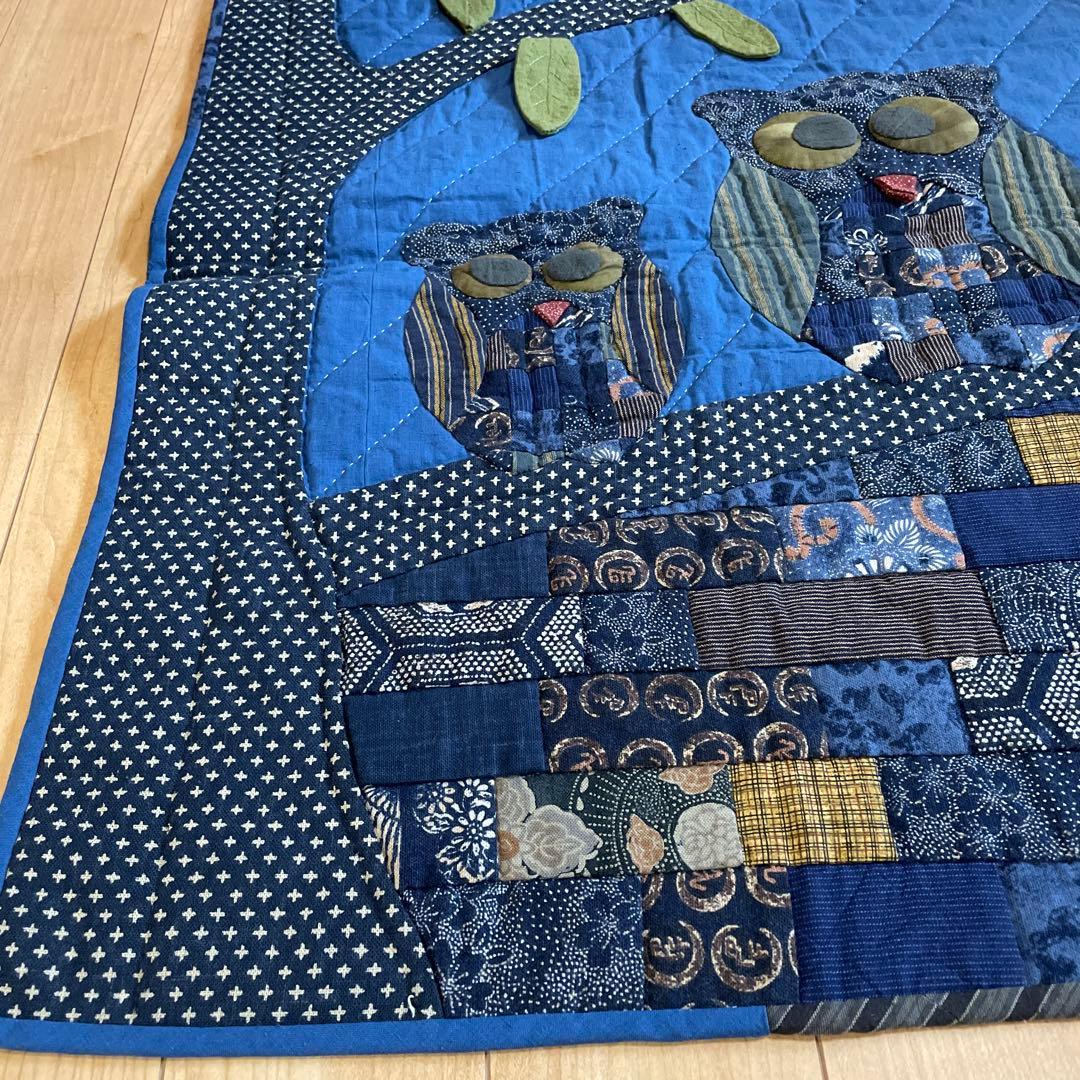 パッチワーク　ハンドメイド　タペストリー　フクロウ？