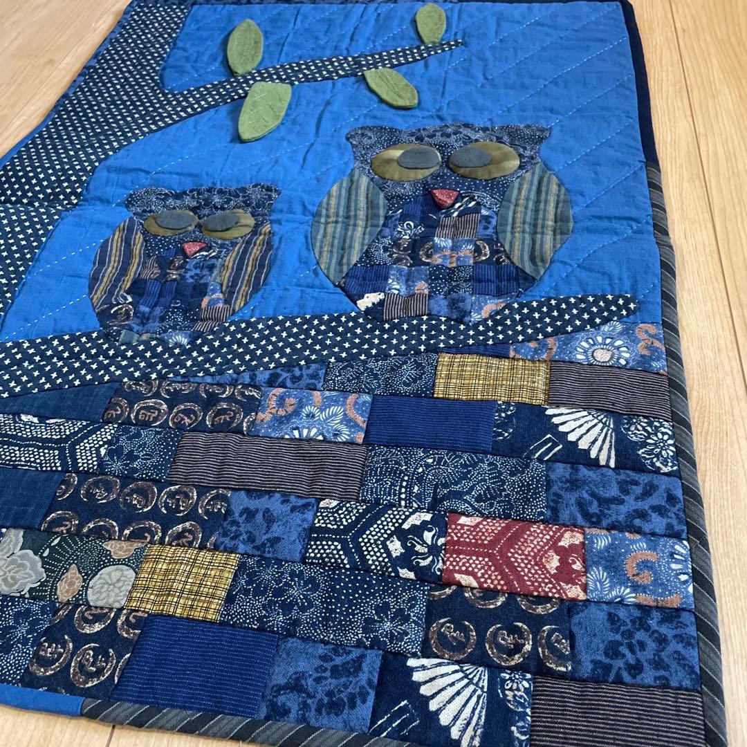 パッチワーク　ハンドメイド　タペストリー　フクロウ？
