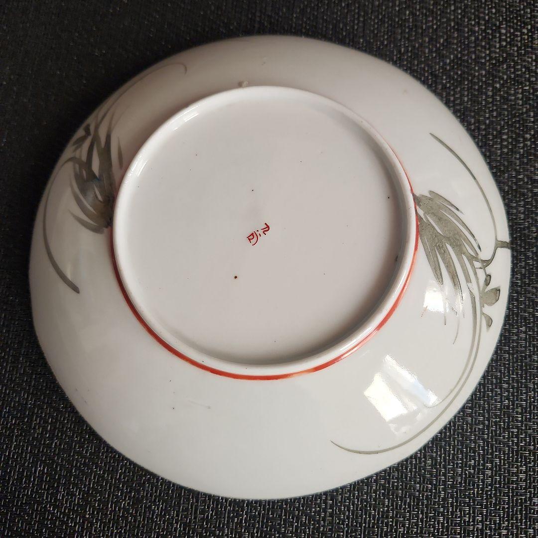 -21/k1　①　九谷焼　青粒　牡丹　3客