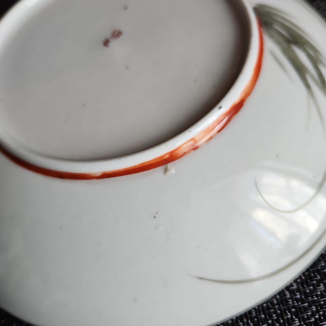 -21/k1　①　九谷焼　青粒　牡丹　3客