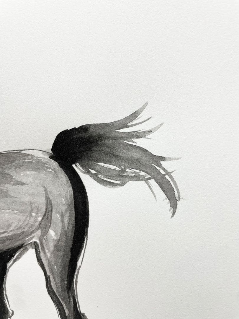 【原画 一点もの】墨絵 馬 A4サイズ｜手描き 水墨画 アート