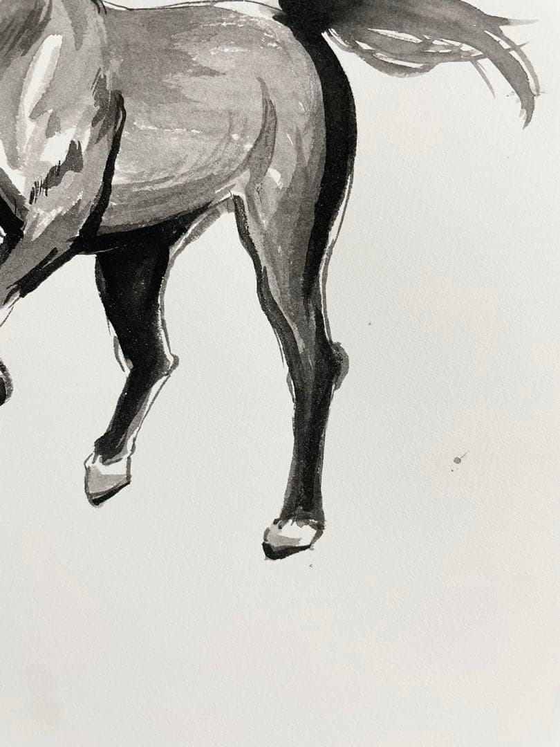 【原画 一点もの】墨絵 馬 A4サイズ｜手描き 水墨画 アート
