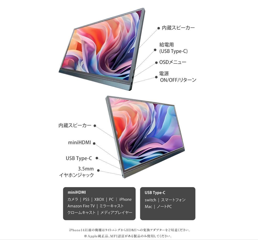 未使用　モバイルモニター 15.6インチ　1080P FHD IPSパネル