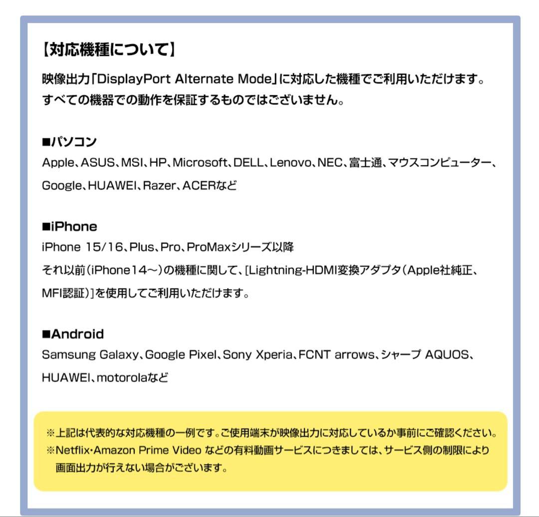 未使用　モバイルモニター 15.6インチ　1080P FHD IPSパネル